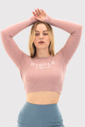 Bodyluxe™ Ribbed Criss-Cross Back Long Sleeve Cropped Top