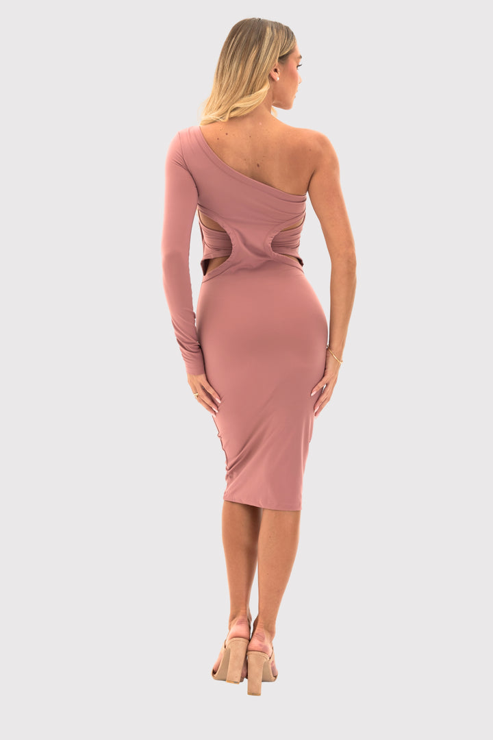 CoreForm™ Asymmetrical One-Shoulder Cut-Out Midi Bodycon Dress