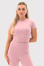 Flexara™ Crew Neck Short Sleeve Cropped Tee
