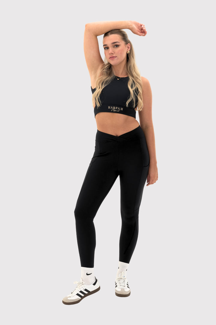 Flexara™ Cross-Over High Waisted Legging With Pockets