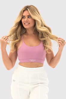 Flexara™ Light Support Strappy Sports Bra in Mauve – front view