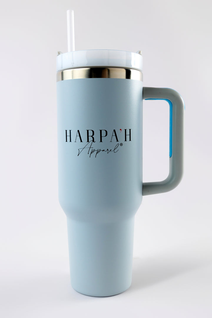 Handled Insulated Travel Mug with Straw