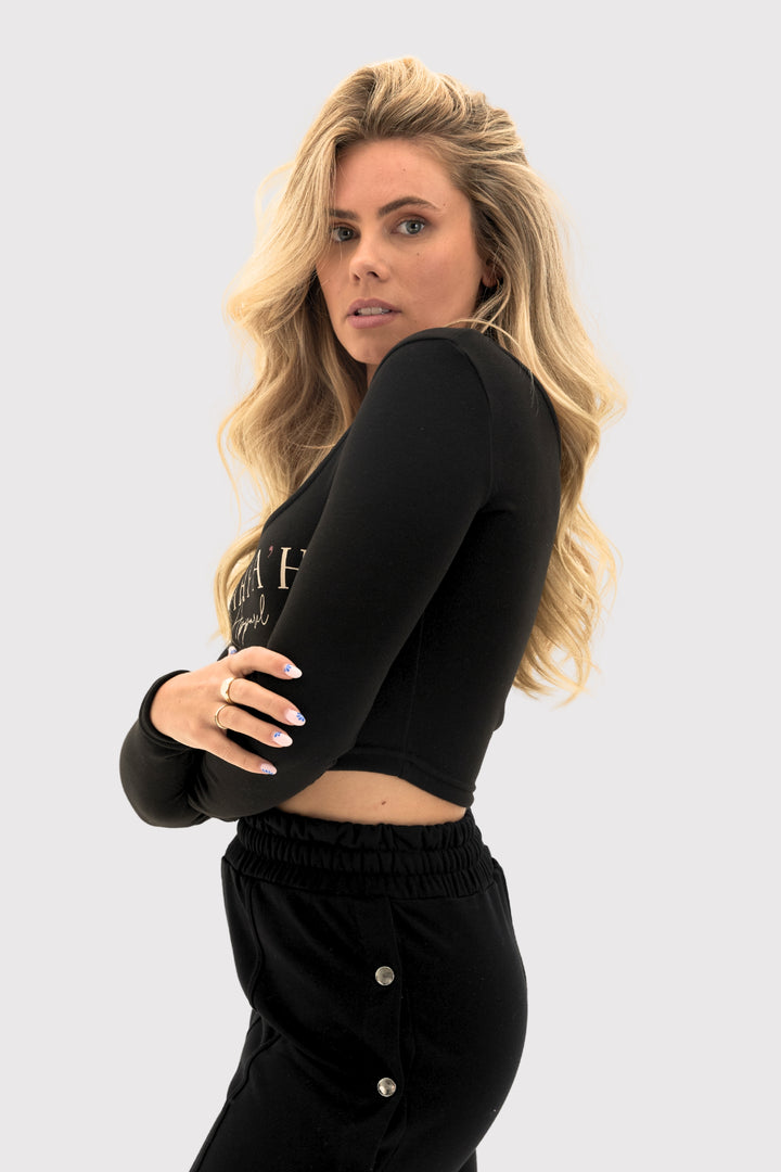 LuminFleece™ Ballet-Neck Long-Sleeve Contour Crop Top