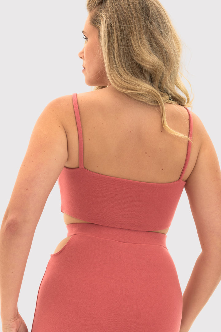 PeachLuxe™ Spaghetti Strap Cut-out Cropped Tank Top