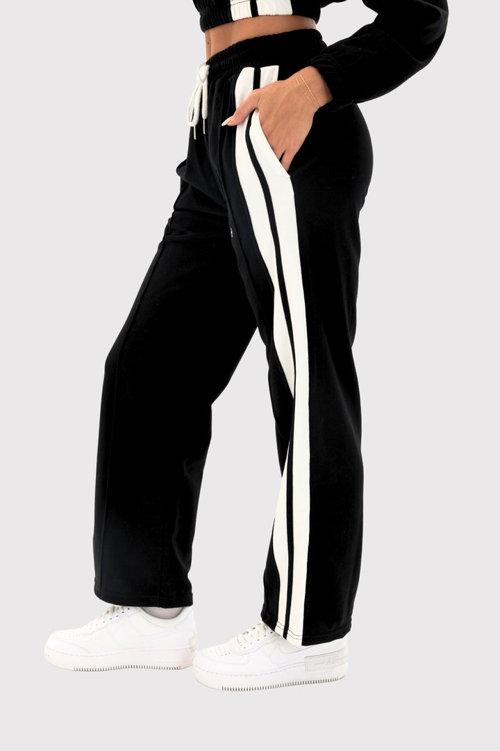 PureTerry™ Side Stripe Relaxed Fit Wide Leg Sweatpant