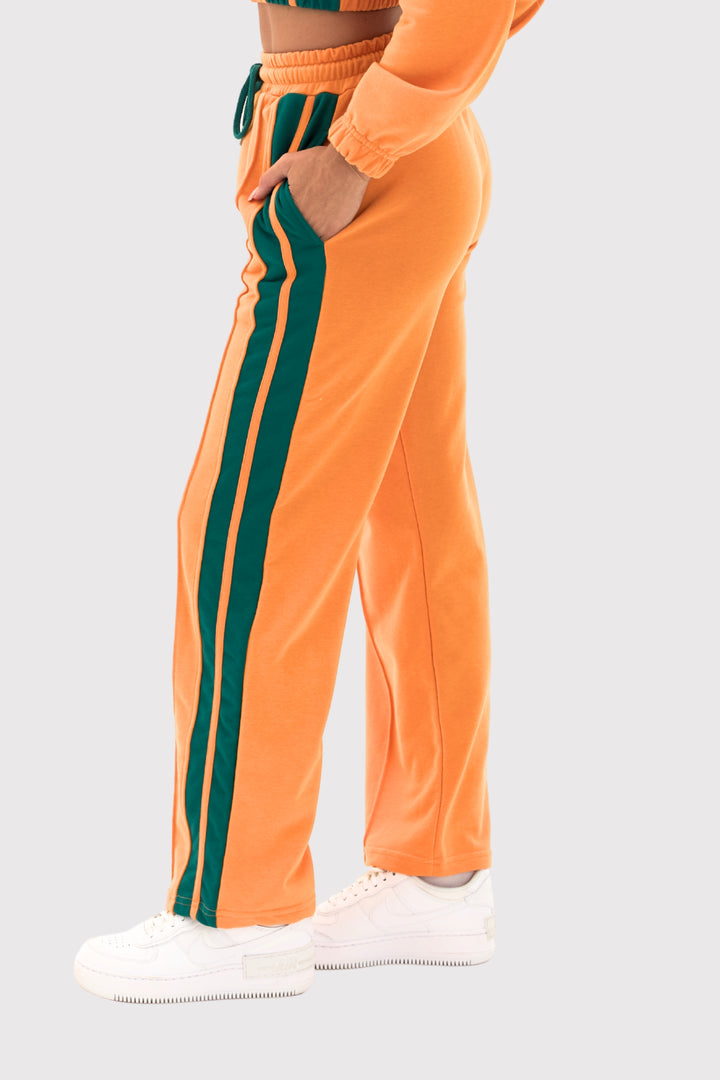 PureTerry™ Side Stripe Relaxed Fit Wide Leg Sweatpant