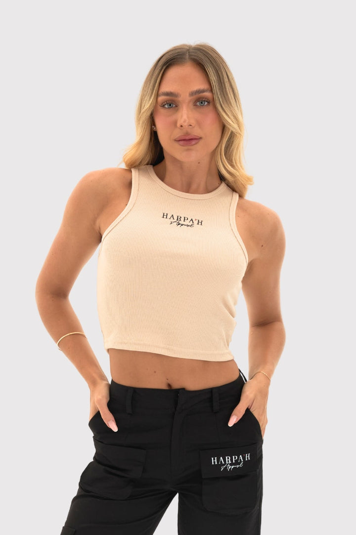 Velura™ Sculpt‑Rib High-Rise Cropped Tank Top