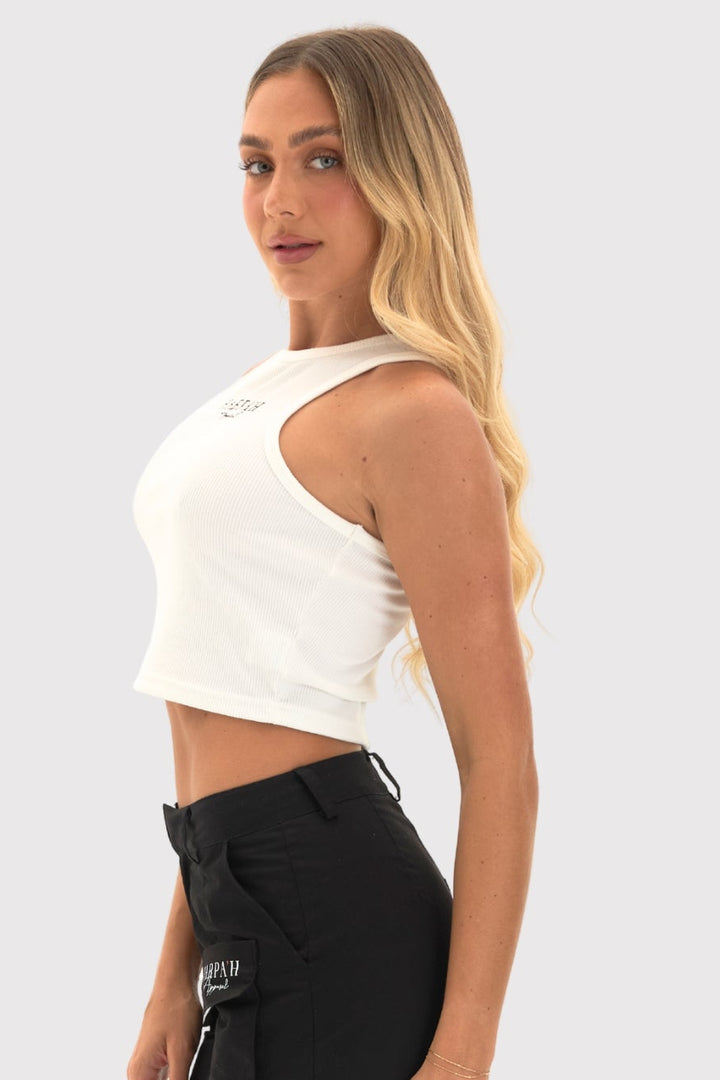 Velura™ Sculpt‑Rib High-Rise Cropped Tank Top