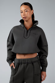 WarmBlend™ Funnel-Neck Quarter-Zip Cropped Sweatshirt