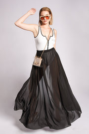 Toucan Play Sheer Overlay Wrap Skirt